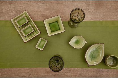 100% Pure Linen Table Runner - 14 x 60 Inch, Fern Frond Green