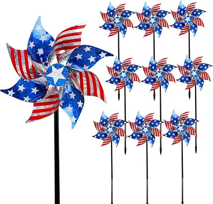 10 Pack Patriotic Pinwheel Decorations