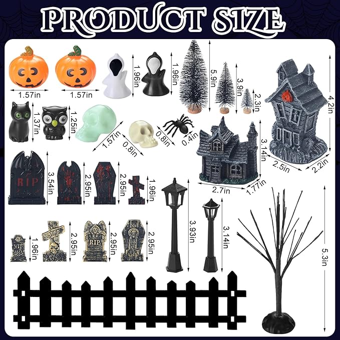 56 Pcs Halloween Village Accessories Set