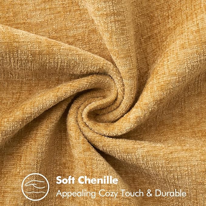 2 Pc Stitched Edge Soft Chenille Pillow Covers - 20 x 20 inch, Gold