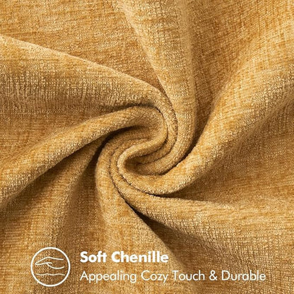 2 Pc Stitched Edge Soft Chenille Pillow Covers - 20 x 20 inch, Gold