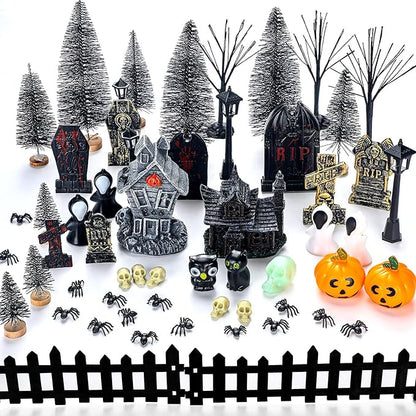 56 Pcs Halloween Village Accessories Set