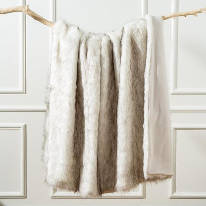 Extra Large Luxury Faux Fur Throw Blanket - Ivory 60 x 80 inch