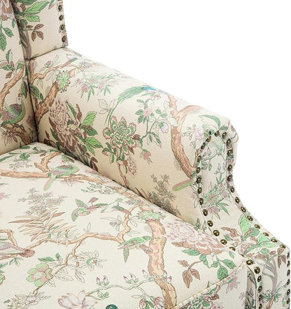Retro Printed Wingback Arm Chair - Bird Pattern