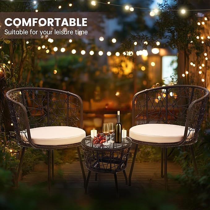 Kromax 3 Piece Bistro Set in Beige