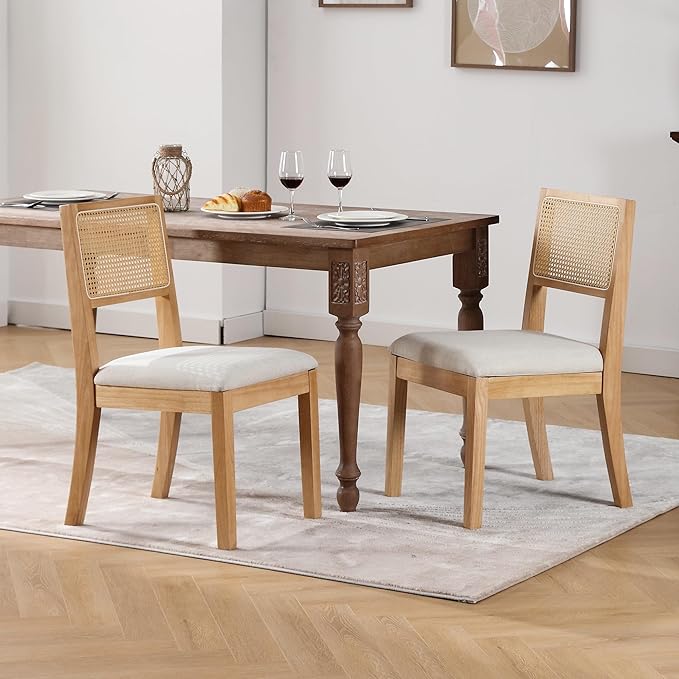 Natural Rattan Dining Chairs - Set of 4