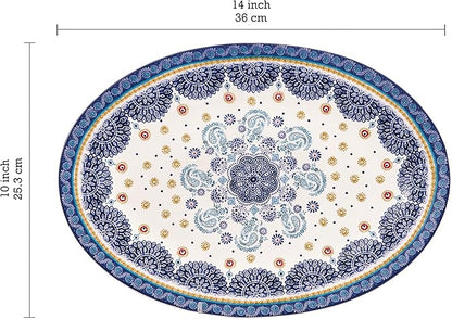 Set of 2 Bico Blue Talavera Oval Platters