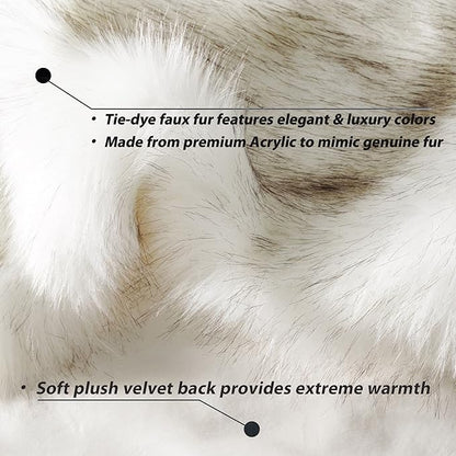 Extra Large Luxury Faux Fur Throw Blanket - Ivory 60 x 80 inch