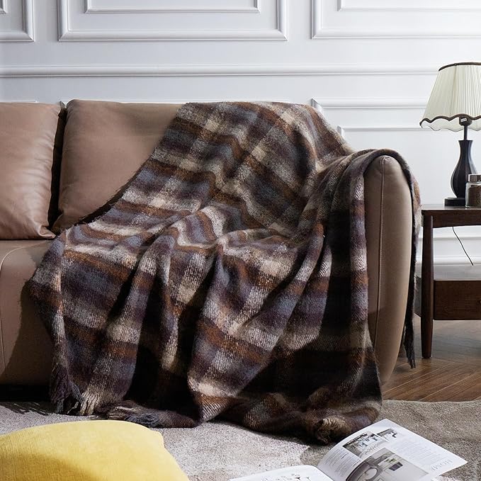 Brown Plaid Cozy Throw Blanket - 50" x 60"