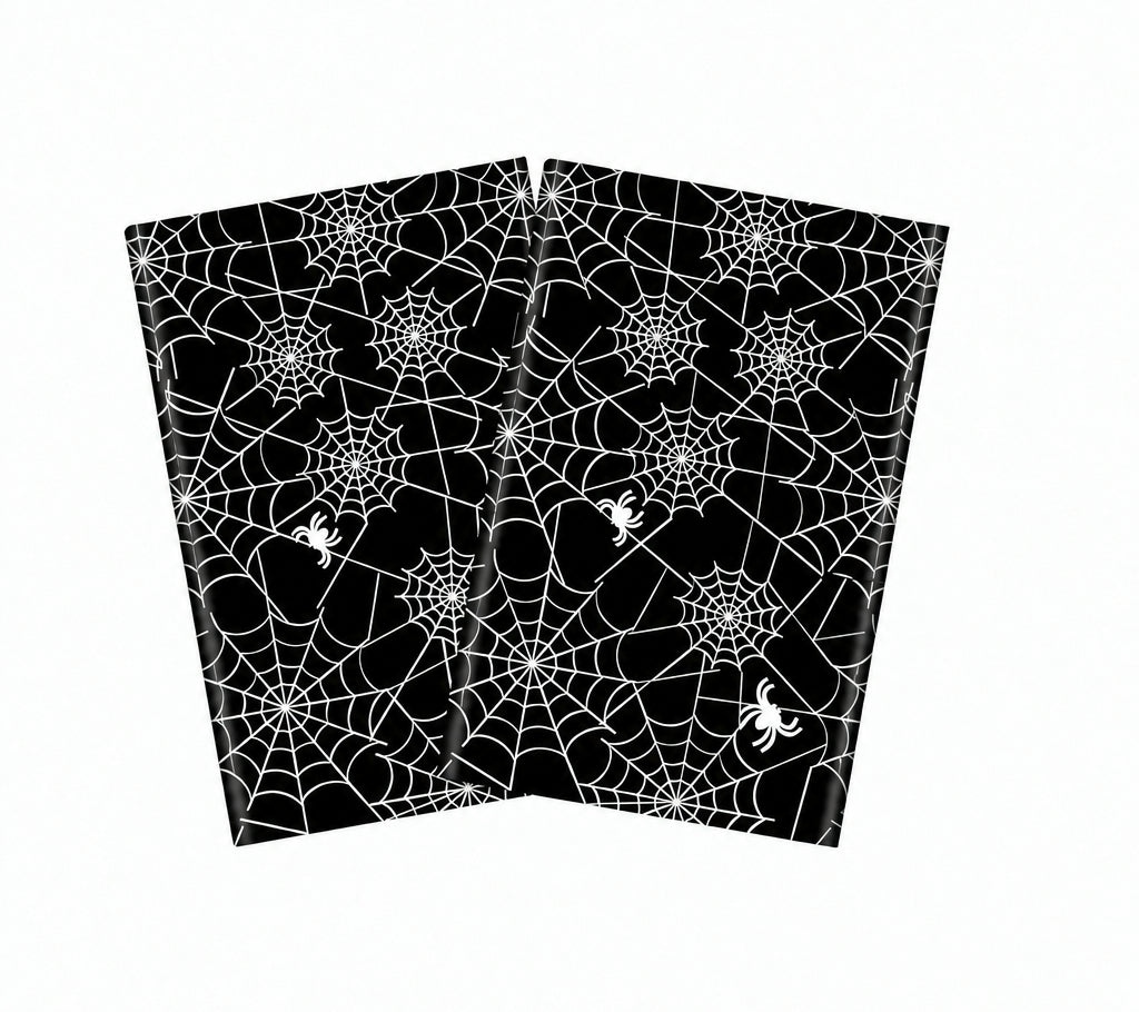 Set of 2 Disposable Halloween Tablecloths - Spider Webs - Black, 108 x 54 Inch