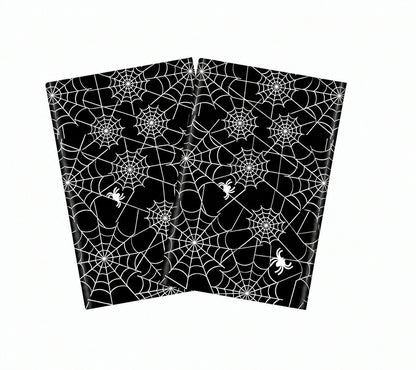 Set of 2 Disposable Halloween Tablecloths - Spider Webs - Black, 108 x 54 Inch