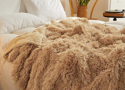 Plush Faux Fur Throw Blanket - Camel