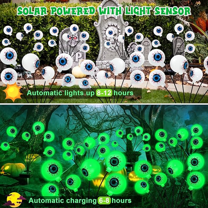 Set of 4 24-light LED Spooky Eyeball Lights - Outdoor/Waterproof