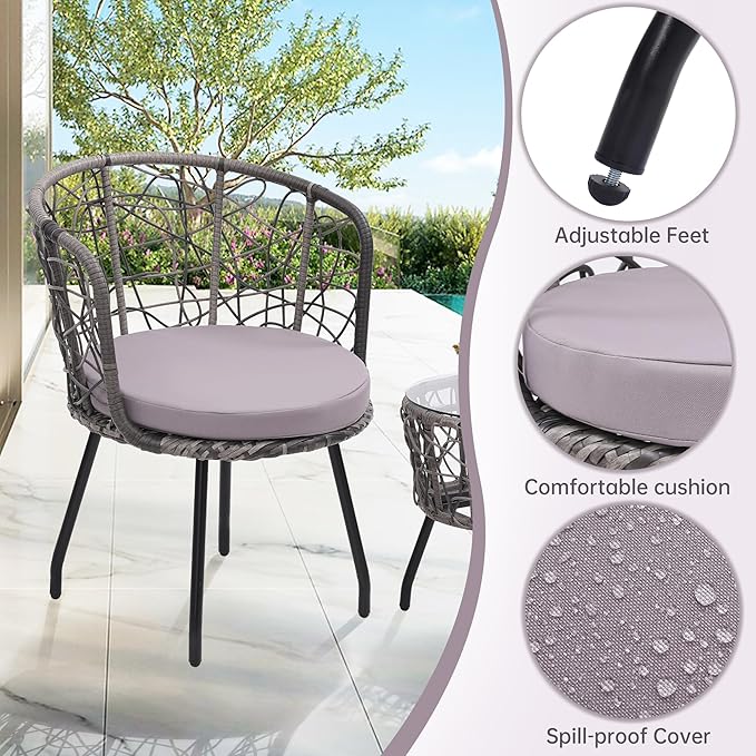 Kromax 3 Piece Bistro Set in Grey