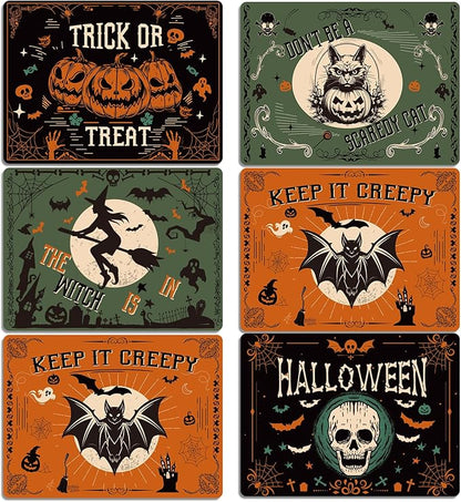 Set of 6 Washable Vinyl Gothic Halloween Placemats