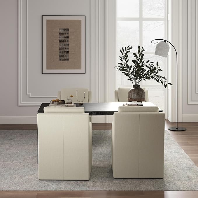 Modern Upholstered Dining Chairs in Beige - Set of 4