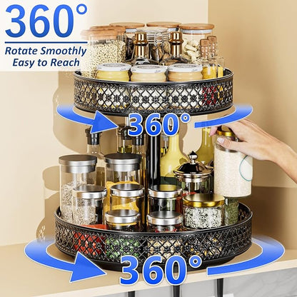 Lazy Susan 2 Tier Turntable - 12 inch, Black