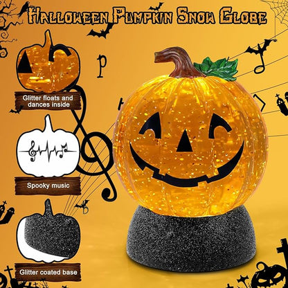 Battery Operated/USB Powered Musical Snow Globe - Halloween Pumpkin