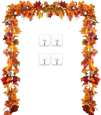 5.9 ft Fall Garland Maple Leaf - Set of 2