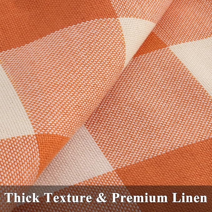 Fall Buffalo Plaid Pillow Covers - 12x20 - Set of 2, Orange