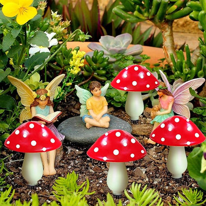 8-Pack Red Mushroom Solar Garden Lights