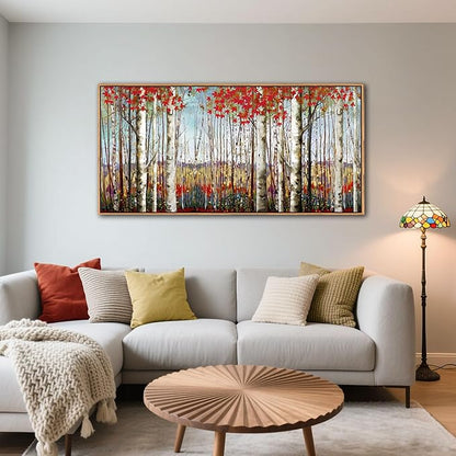 Large Framed Birch Tree Wall Art - 24 x 48