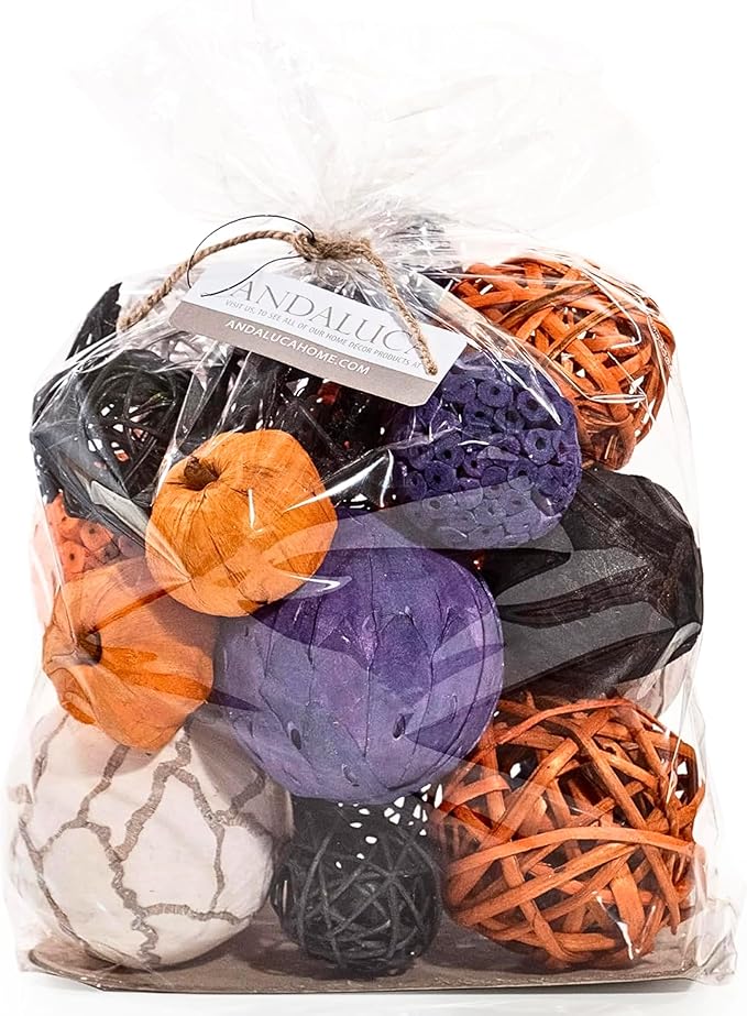 Decorative Halloween Vase Filler - Black/Purple/Orange