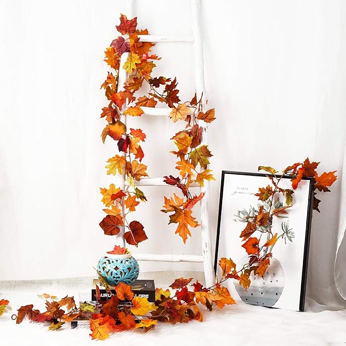 5.9 ft Fall Garland Maple Leaf - Set of 2