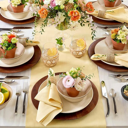 100% Pure Linen Butter Yellow Table Runner - 14 x 60 Inch