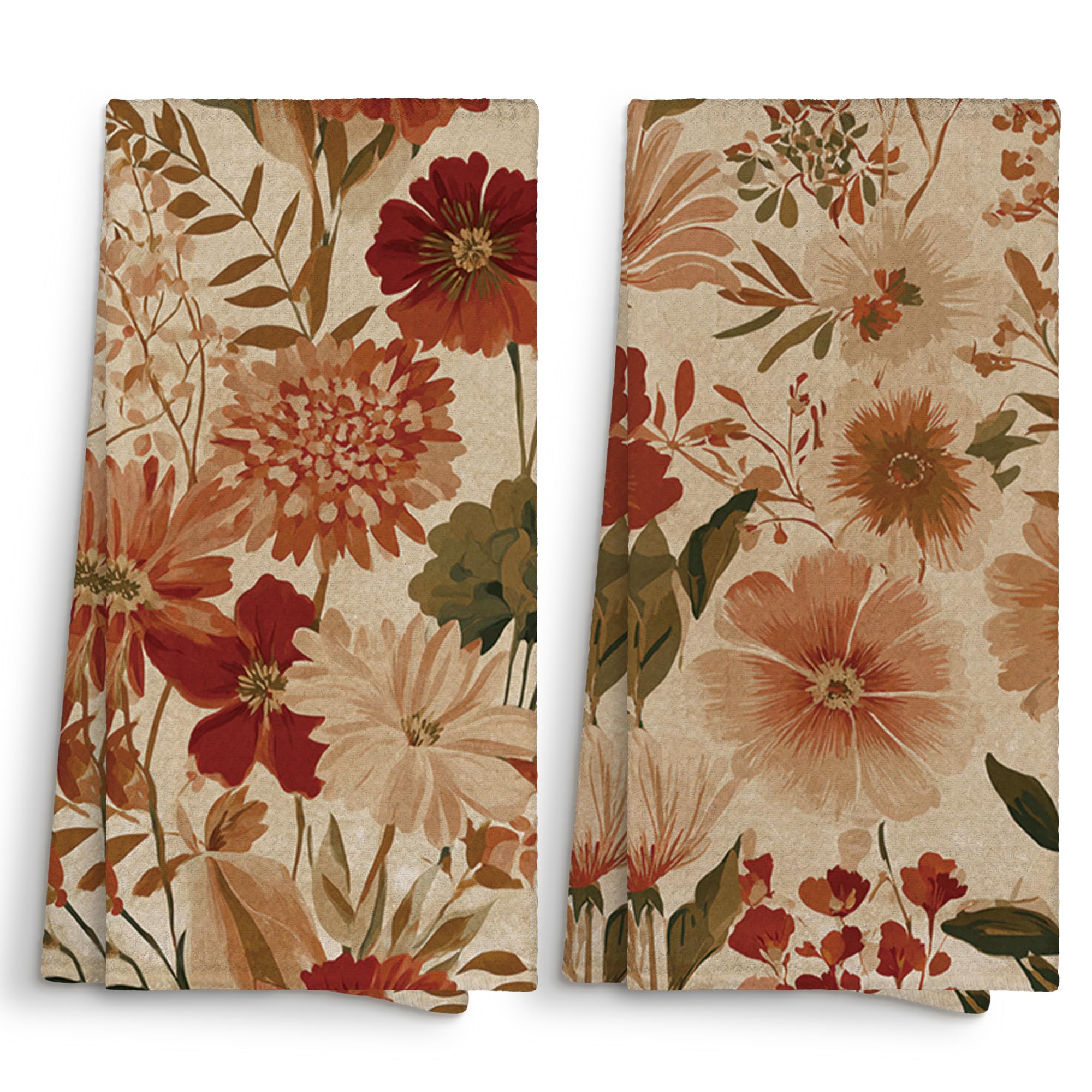 Vintage Fall Oak Leaf Kitchen Towels - Set of 2