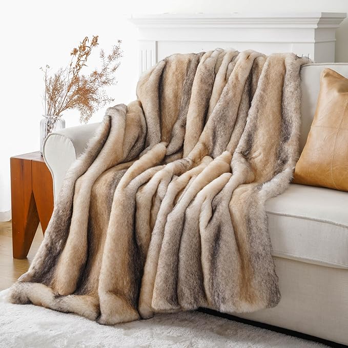 Cozy Faux Mink Fur Throw Blanket - 50 x 60