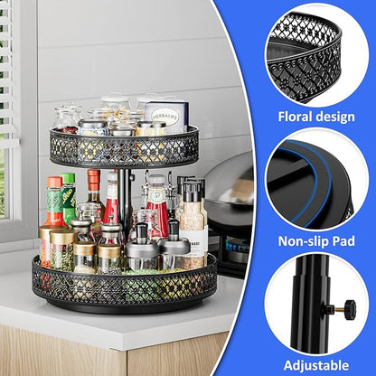 Lazy Susan 2 Tier Turntable - 12 inch, Black