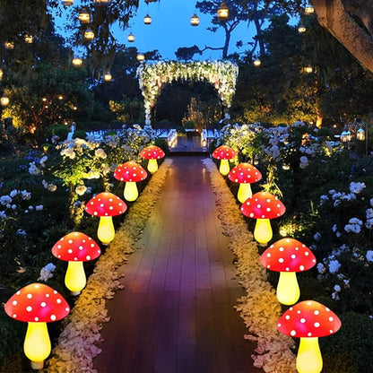 8-Pack Red Mushroom Solar Garden Lights