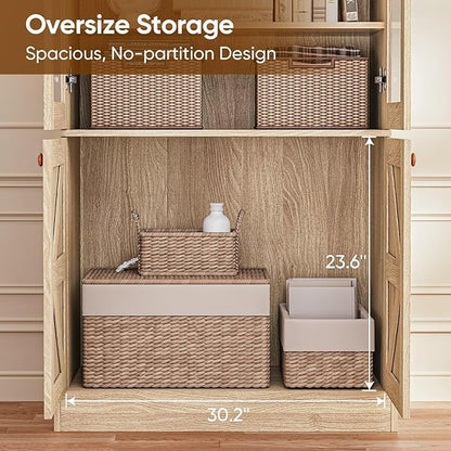Farmhouse Bookcase with Glass Doors - Natural