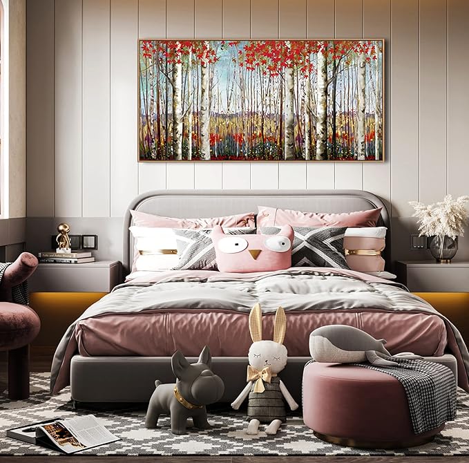 Large Framed Birch Tree Wall Art - 24 x 48