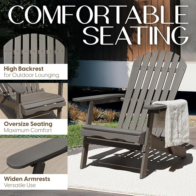 Idzo Outdoor Adirondack Chair -  Set of 2, Gray
