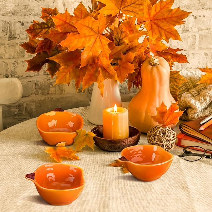 Set of 8 Ceramic Pumpkin Bowls