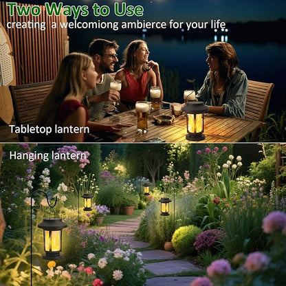 2 Pack Flickering Flameless Solar Lanterns