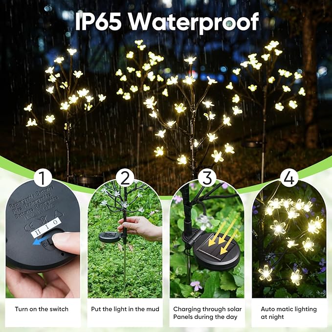 8 Pack Solar Garden Lights - Cherry Blossom