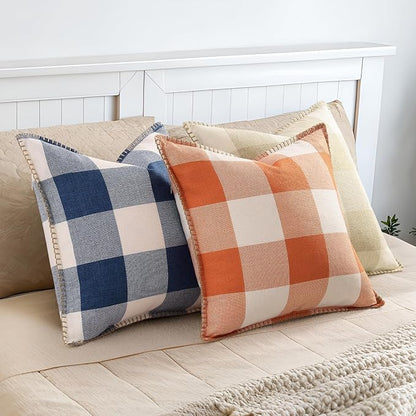 Set of 2 Buffalo Check Pillow Covers - 16x16 - Beige