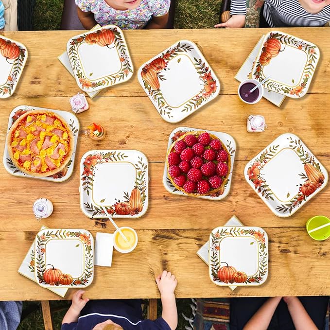 Fall Party Supplies - Disposable Plates &amp; Napkins for 50 Guests