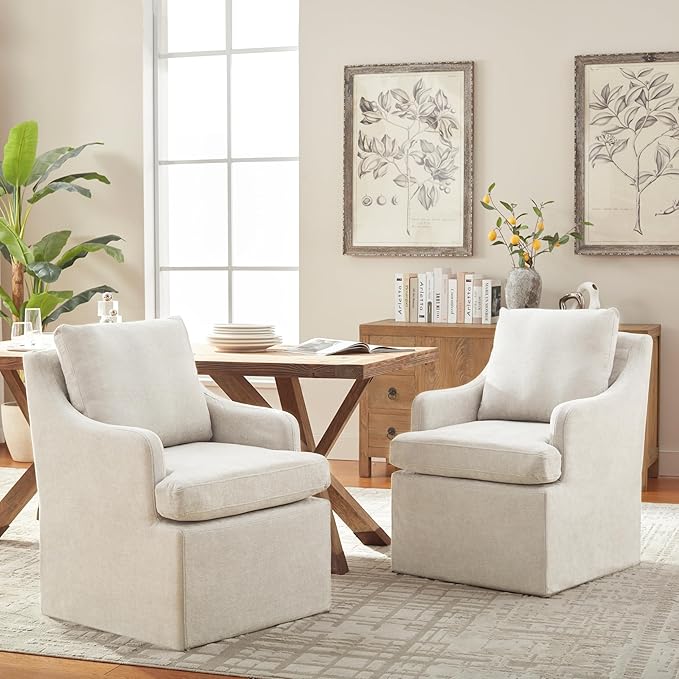 Beige Upholstered Dining Chairs - Set of 2