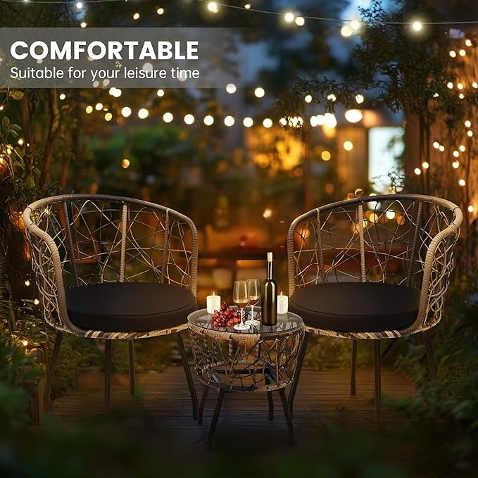 Kromax 3 Piece Bistro Set in Black