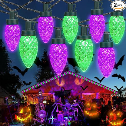 Purple and Green LED Indoor/Outdoor Halloween Lights