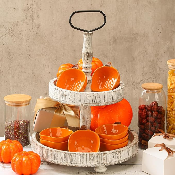 Set of 8 Ceramic Pumpkin Bowls