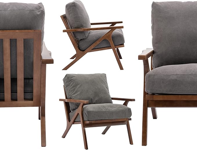 Wahson Mid Century Arm Chair and Ottoman in Gray