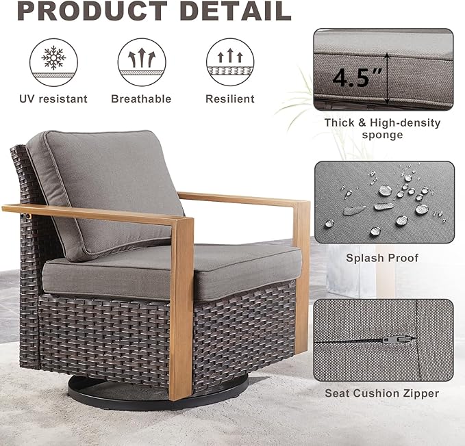 5 Piece Patio Conversation Set in Gray