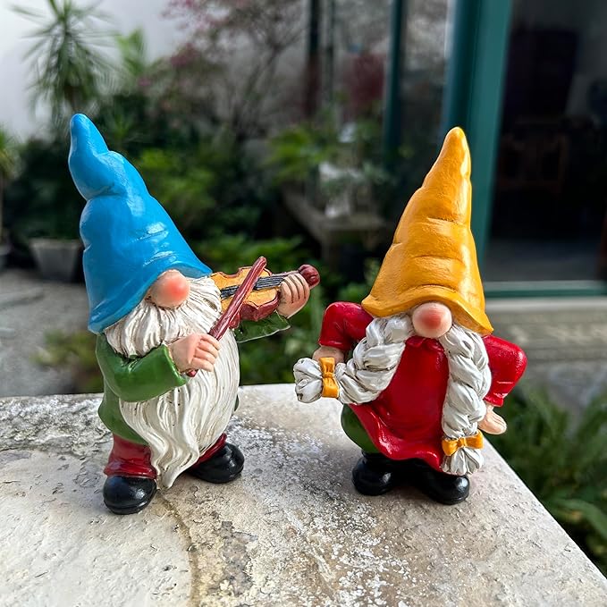 Garden Gnome Duo Decorative Figurines - Set of 2