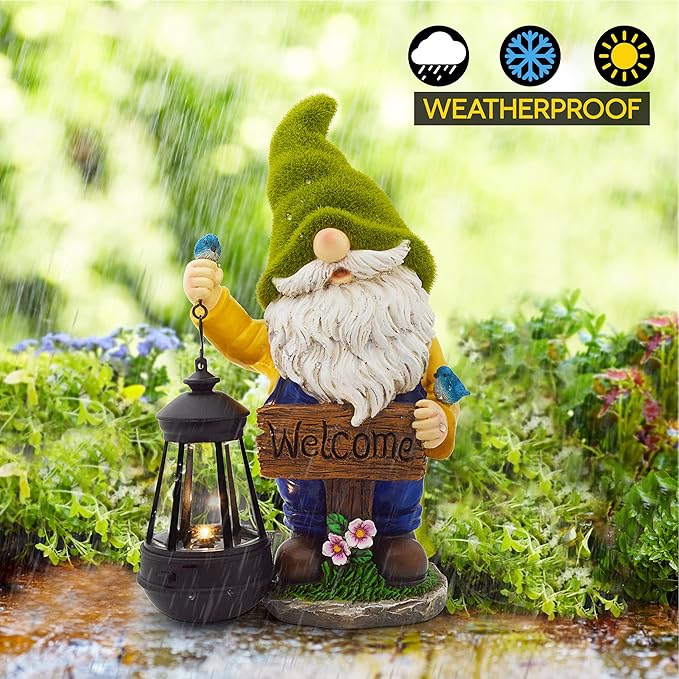 LED Garden Gnome Lantern - Welcome