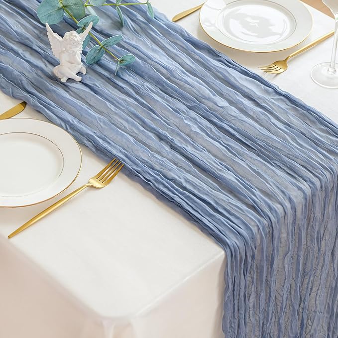 Dusty Blue Cheesecloth Table Runner - 10 ft